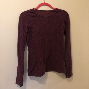 Lululemon Athletica Run for Gold Long Sleeve Heather Maroon Top Sz 6